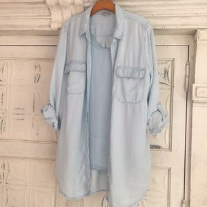 Chicos chambray tank and shirt set. Size 3.